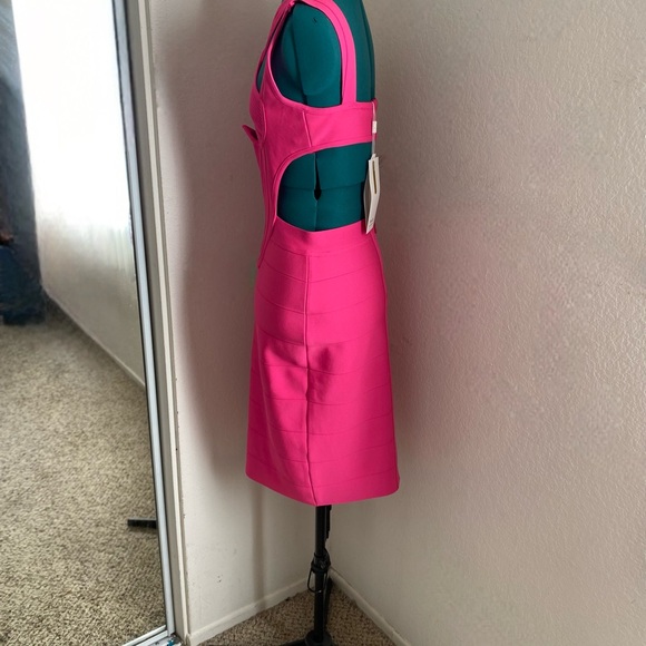 NWT Sesidy Hot Pink Bandage Backless Cocktail Dress Size L - Picture 3 of 5